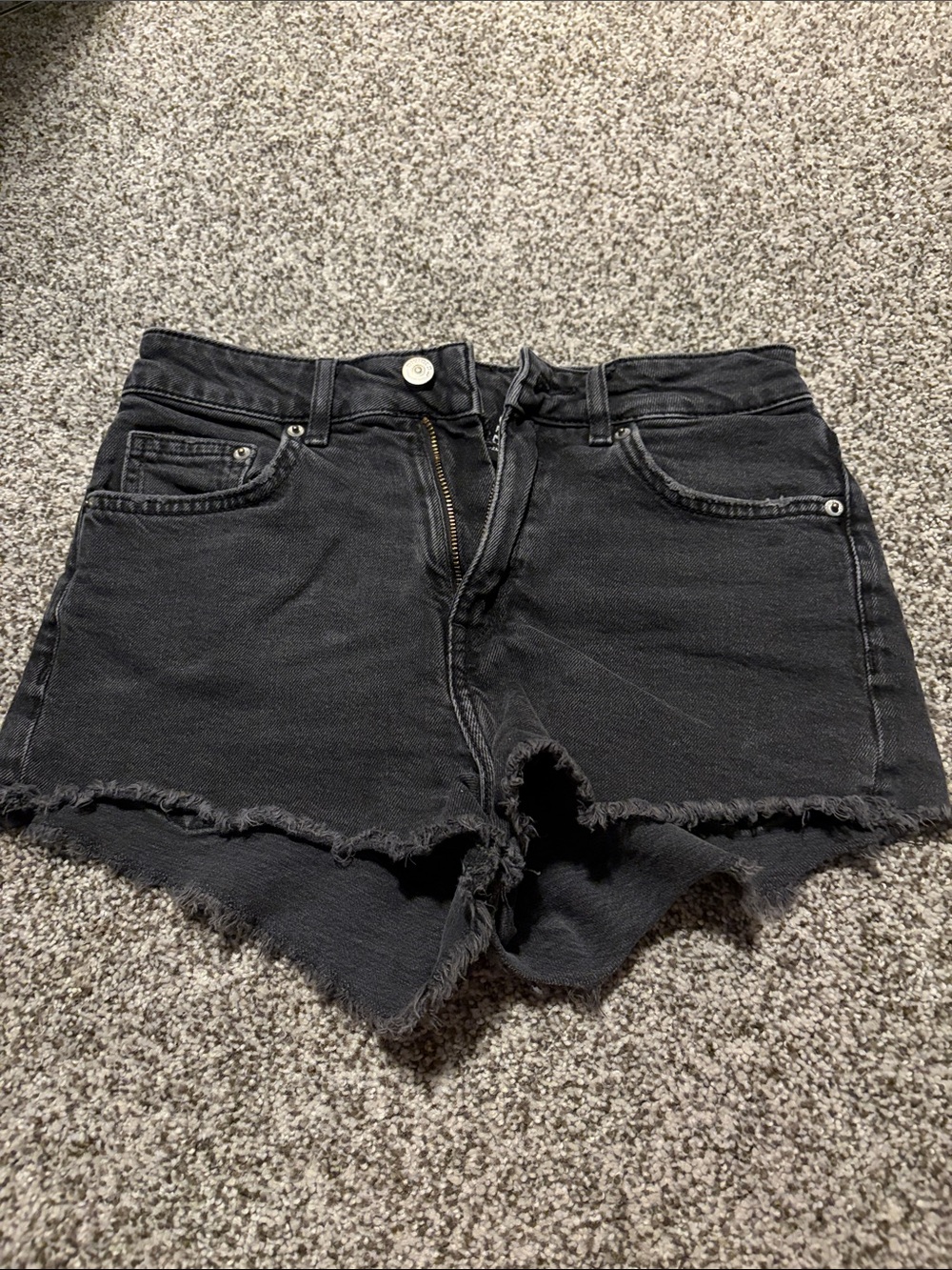 Divided Black Raw Hem Denim Cutoff Shorts